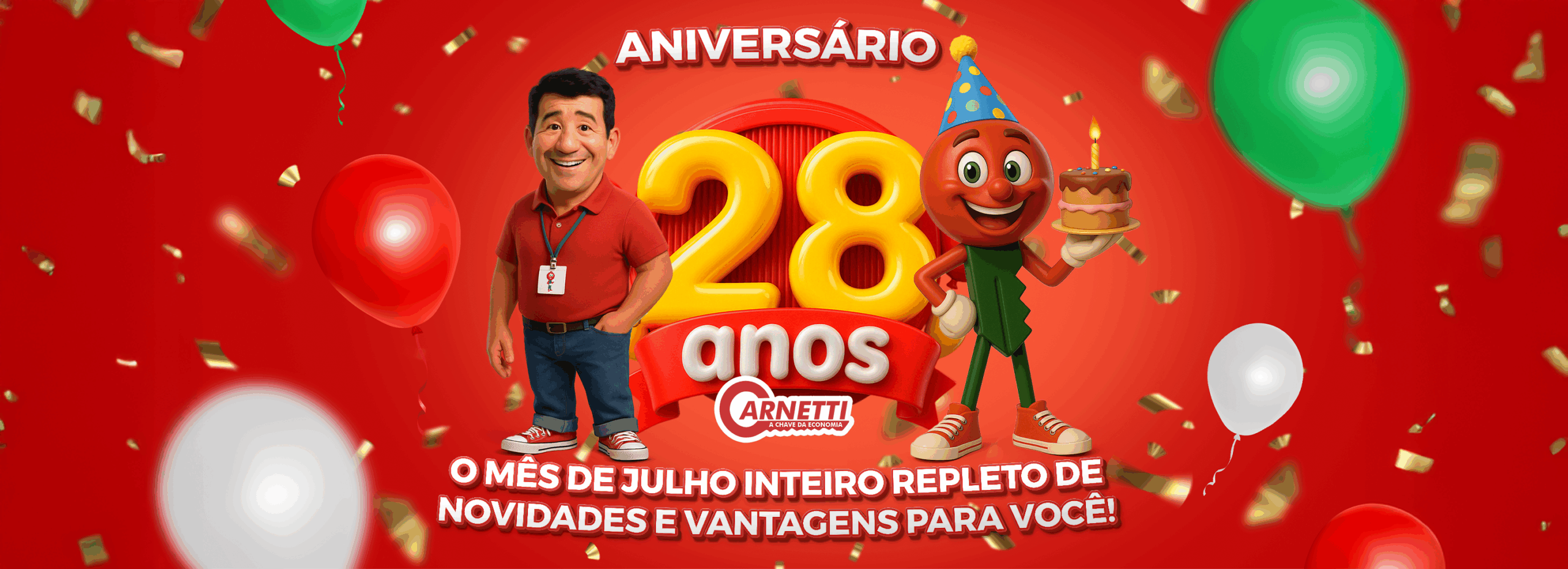 banner aniversario julho 28 anos